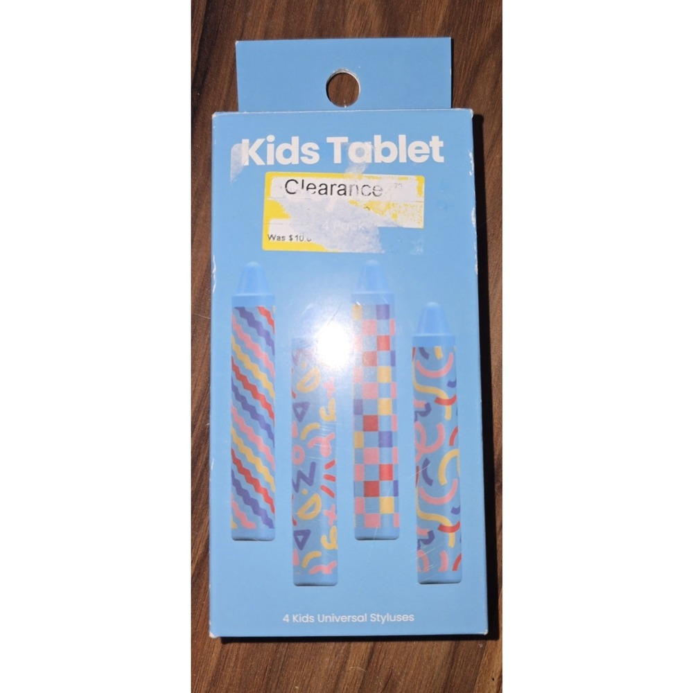 4 Pack Kids Universal Tablet Stylus Crayon Shape Soft Rubber Blue Patterned